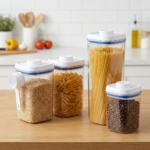 Pestsafe Airtight Dry Food Storage Canister Set with Measuring Scoop, 6 Piece - Image 4